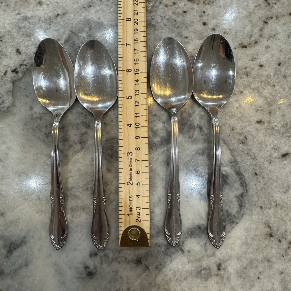 Set Of 4 Oneida Chateau Tablespoons Flower Stainless Steel Flatware